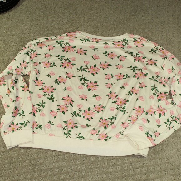 Draper James Women's Large Cream with Pink Flowers Pajama Shorts Set - Picture 2 of 9